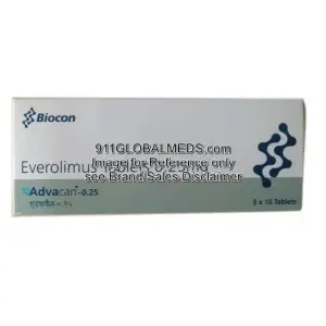 911 Global Meds to buy Generic Everolimus 0.25 mg Tablet online