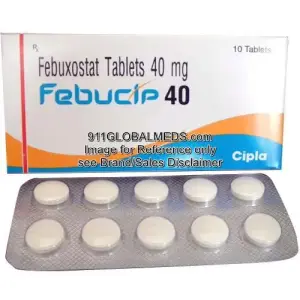 911 Global Meds to buy Generic Febuxostat 40 mg Tablet online