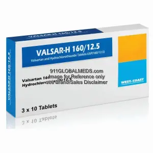 911 Global Meds to buy Generic Valsartan + Hydrochlorothiazide 160 mg + 12.5 mg Tablet online