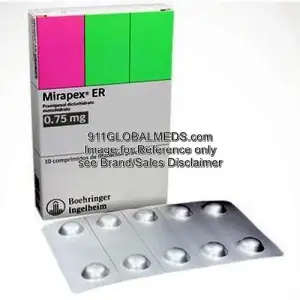 911 Global Meds to buy Brand Mirapex ER 0.375 mg Tablet of Boehringer Ingelheim online
